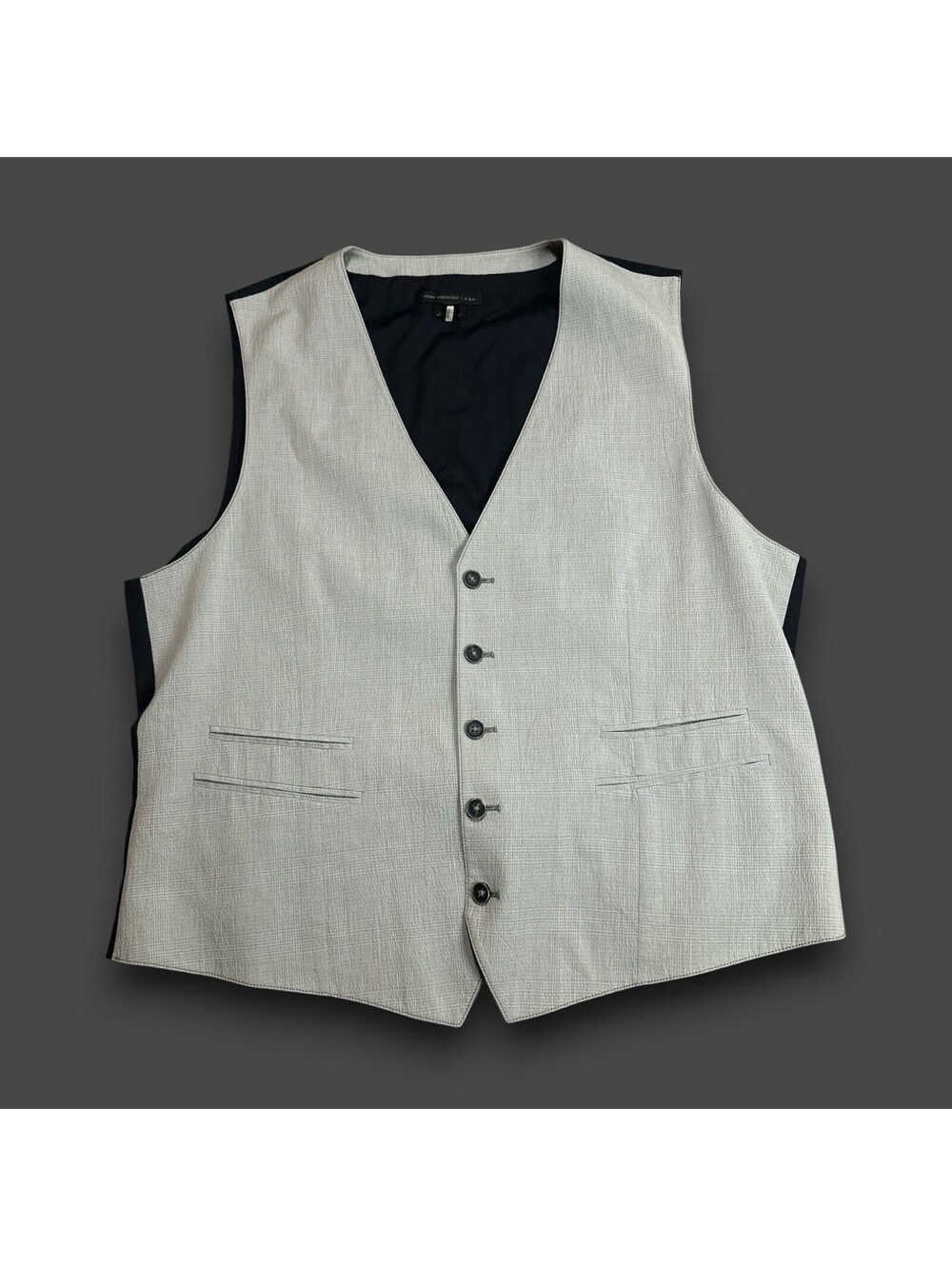 John Varvatos Luxe Vest Men's 44 Gray Waistcoat Cotton Blend